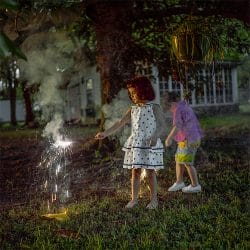 Anna and Schuyler, fireworks, Mississippi Delta